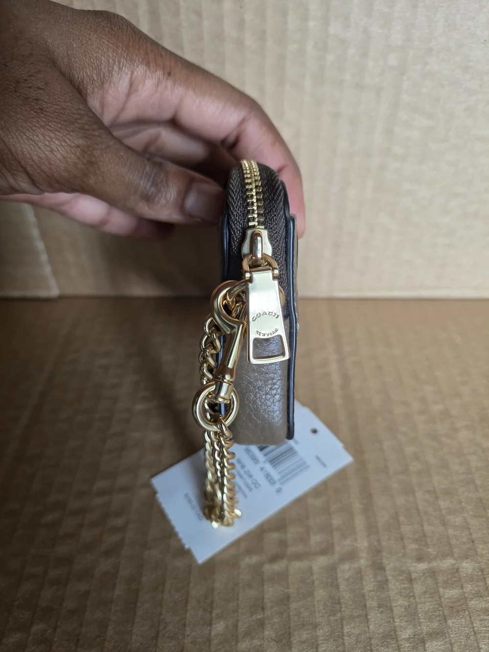 Coach Zip Card Case In Dark Stone